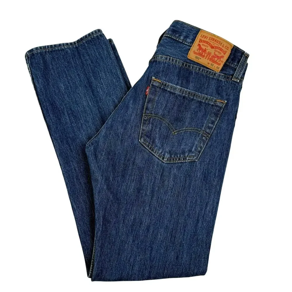 Levi’s 501 Original Straight Jeans Blue Denim 32 x 32 Classic Heritage Minimal